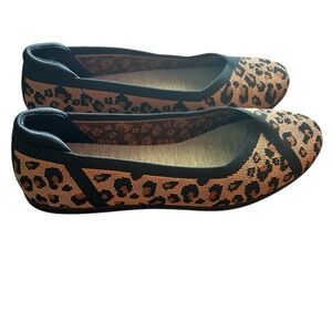 EUC Clarks Women's Cloudsteppers Carly Wish Ballet Flats Dark Tan Knit Size 9